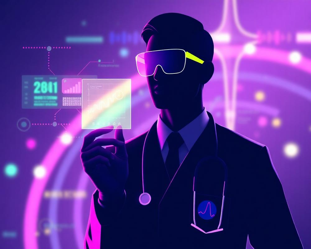 Clinician interacting with an AI data dashboard